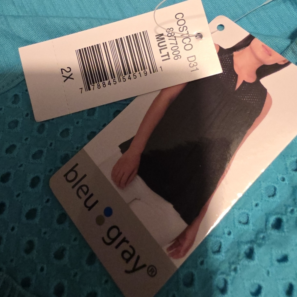 2X Bleu Gray Sleeveless Blue Top
